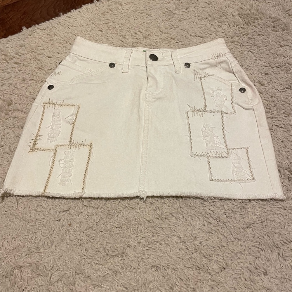 Reuse White Denim Mini Skirt